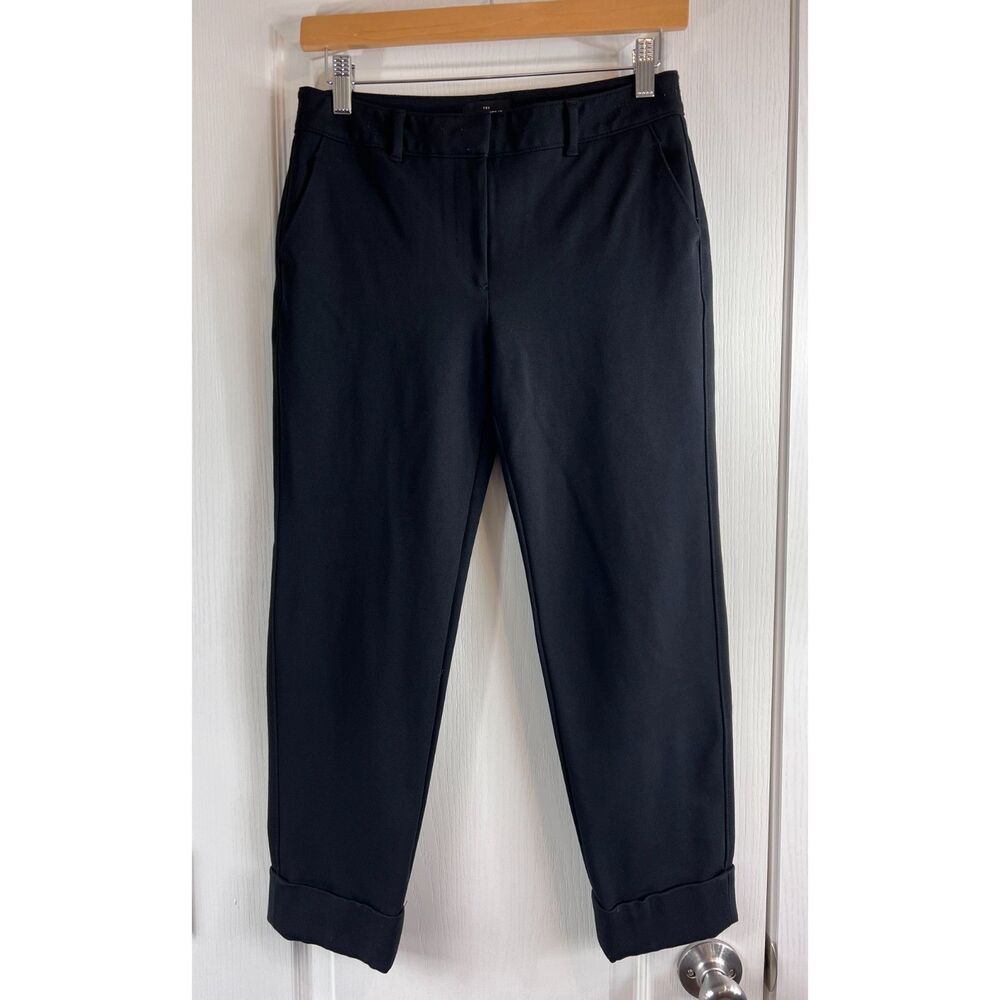 White House Black Market Women's The Girlfriend Crop Pants Cuffed Black Size 0